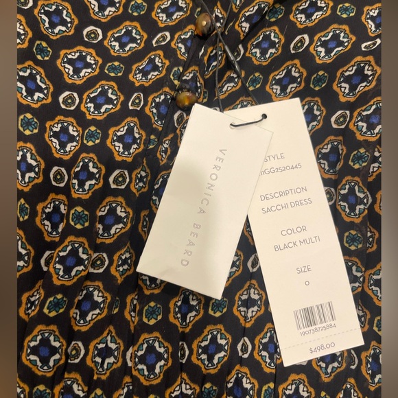 **NWT** VERONICA BEARD SACCHI PRINTED CHIFFON MINI DRESS Size 0 - Picture 5 of 6